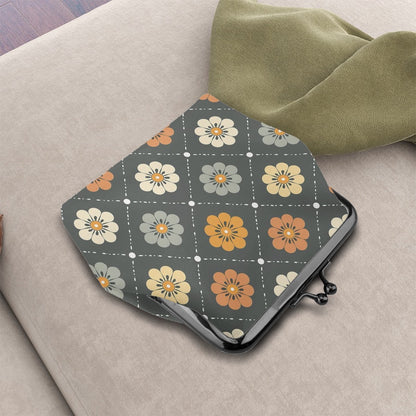 Scandinavian Floral, Mustard Yellow, Gray Mid Century Modern Coin Purse - Mid Century Modern Gal