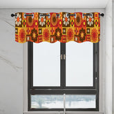 Retro Mid Mod 70s Flower Power Orange, Brown Yellow Retro Kitchen Valance Curtains - Mid Century Modern Gal