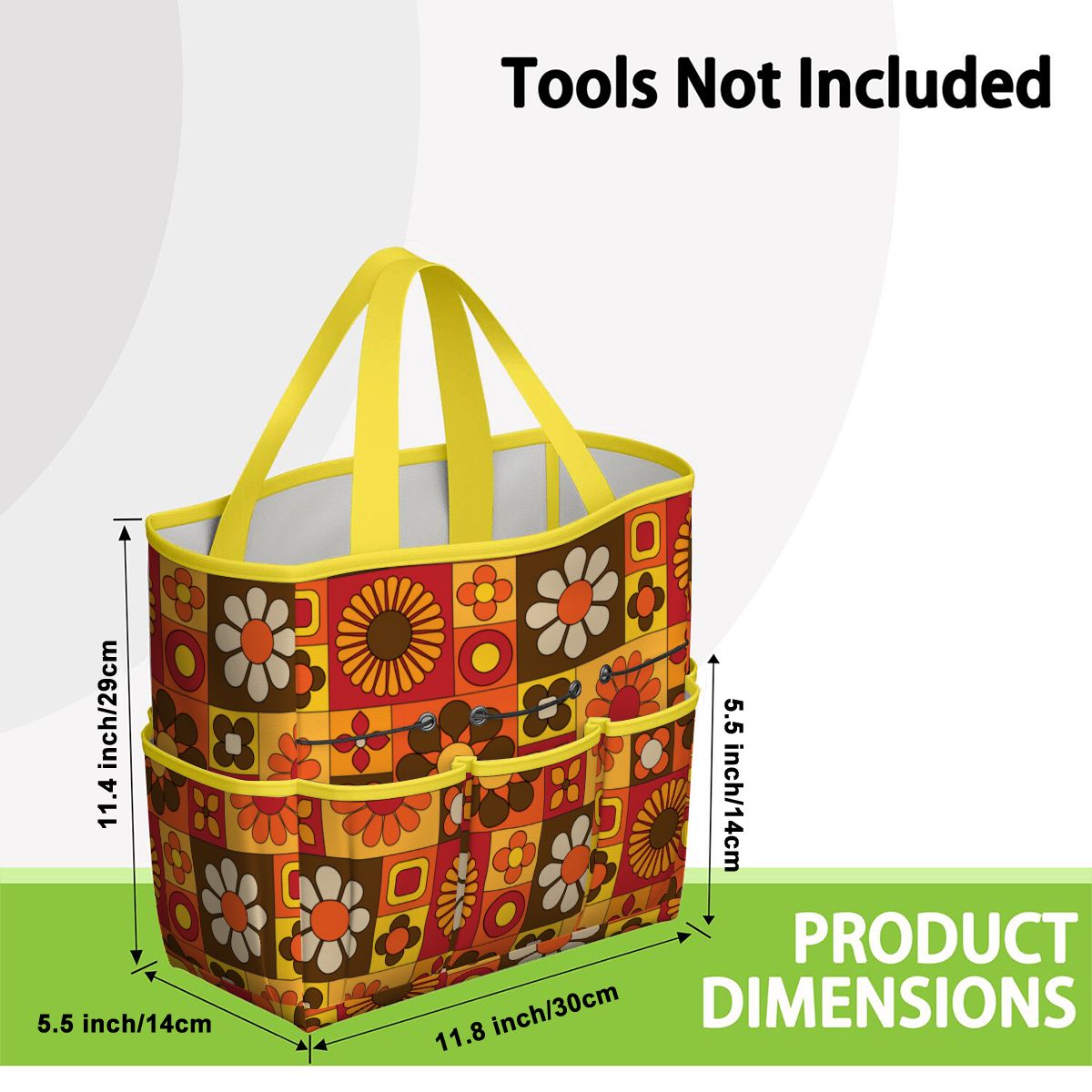 Retro 70s Mod Floral Orange Brown Yellow Mid Mod Hip Garden Tool Bag