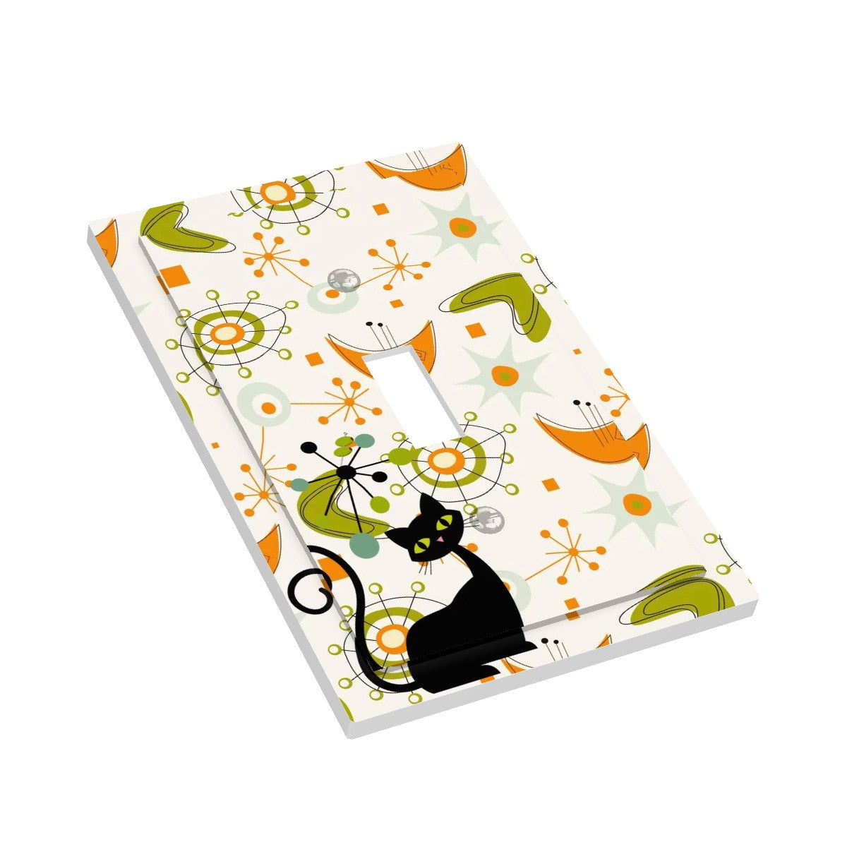 Mid Century Modern Atomic Cat Boomerang And Starburst Green, Orange Modern Switch Cover - Mid Century Modern Gal