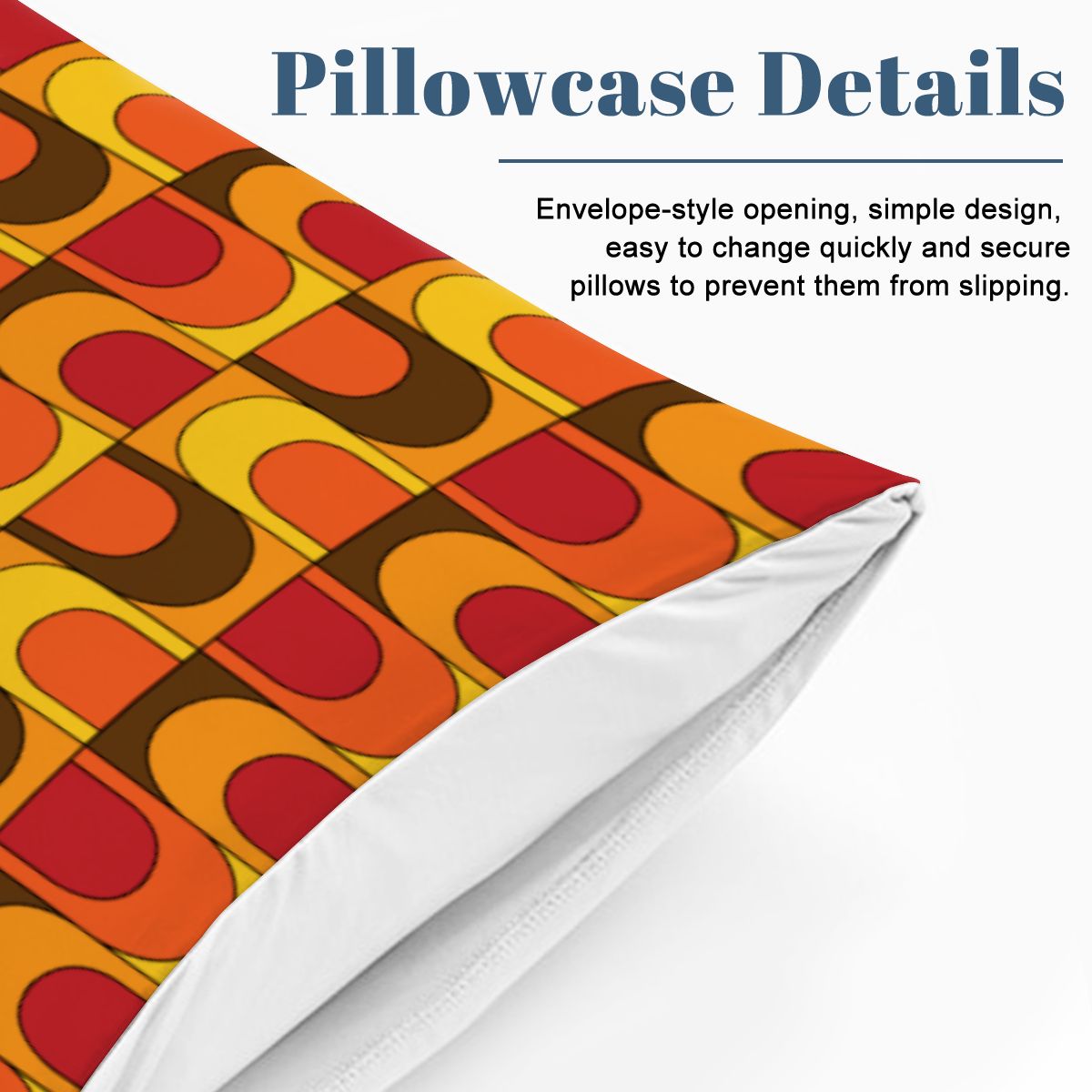 Retro 70s Mid Mod Groovy Orange, Brown Yellow, Red, MCM Queen Duvet Cover Set - Mid Century Modern Gal