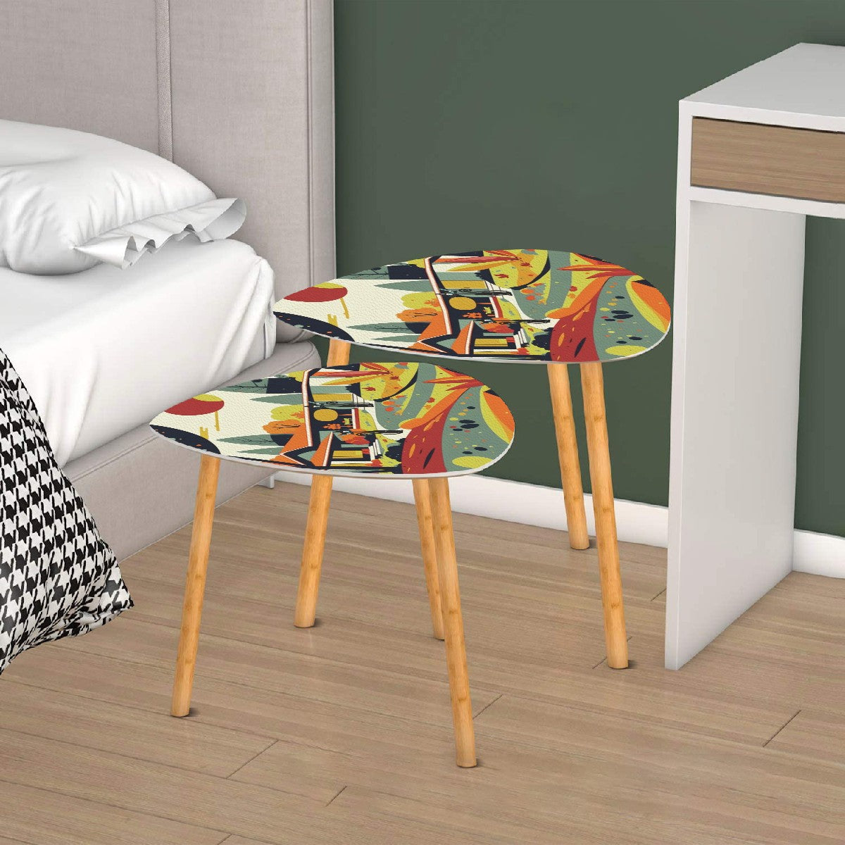 Mid Century Modern Scandinavian Fall Seasonal Mod Nesting Tables - Mid Century Modern Gal
