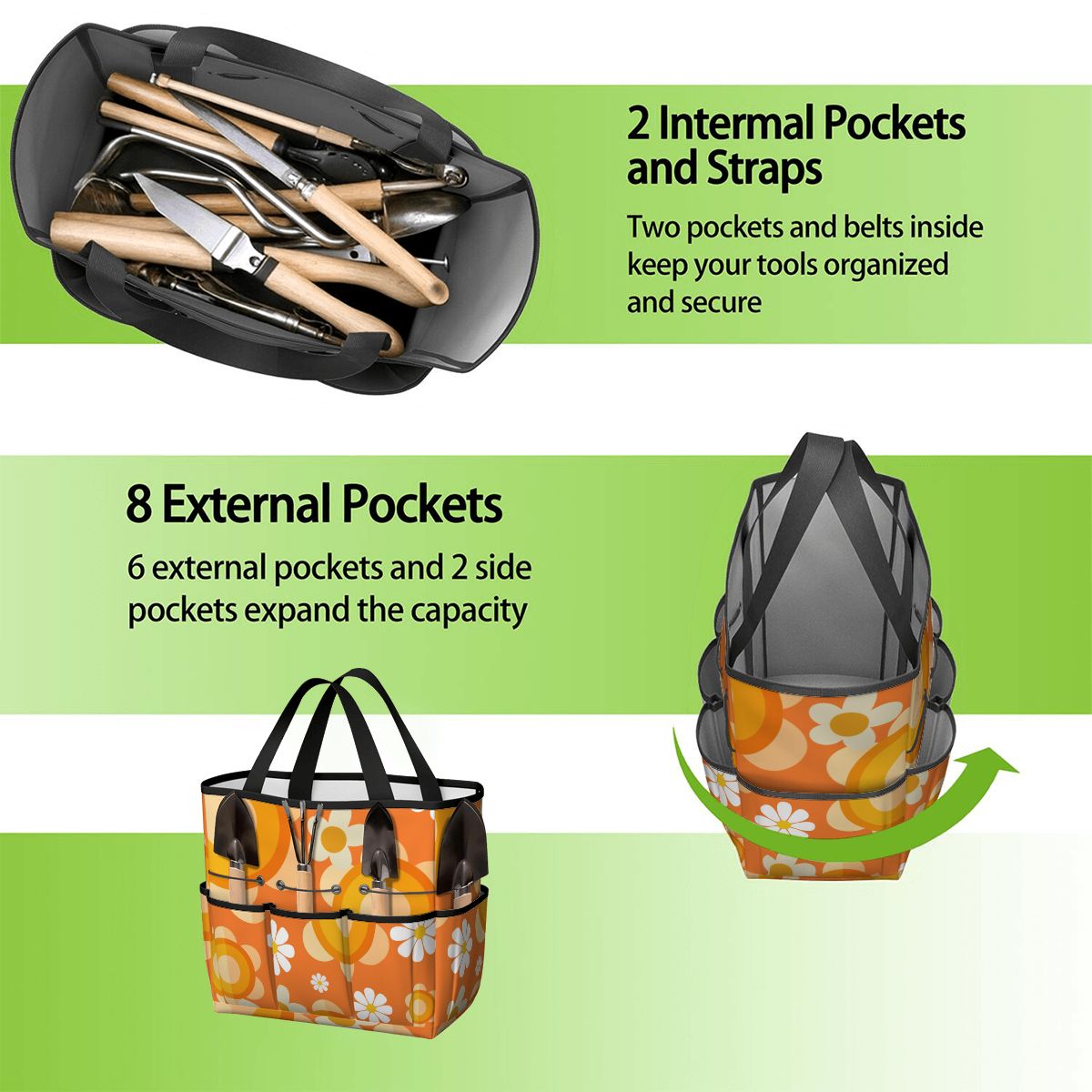 Flower Power Orange Groovy Mod Garden Tool Bag - Mid Century Modern Gal