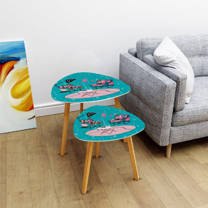 Atomic Cat, Kitschy Mid Mod Livingroom Retro Nesting Table-Book Talk - Mid Century Modern Gal