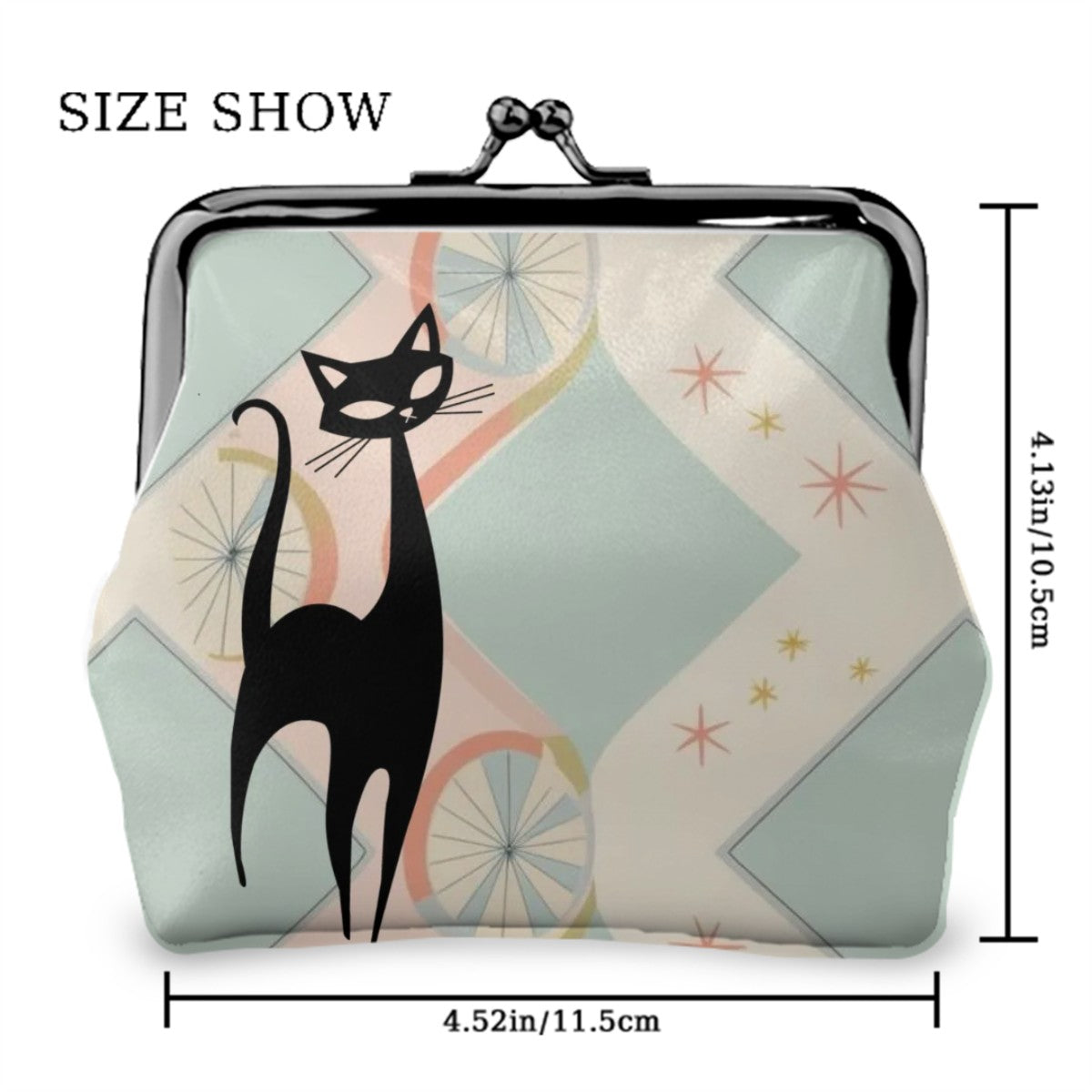 Kitschy Atomic Cat Mid Century Mod Coin Purse - Mid Century Modern Gal
