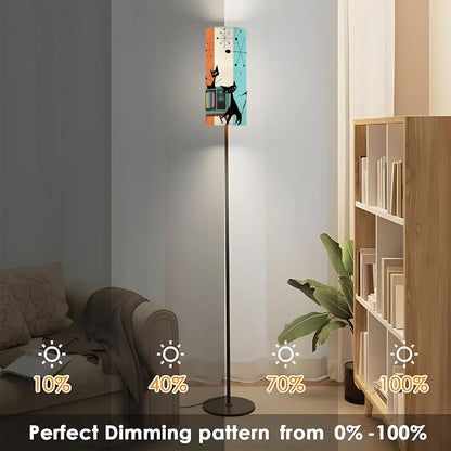 Atomic Kitschy Cats, Mid Century Modern Aqua Orange, Cream Starburst Retro Slim Floor Lamp Modern Standing Lamp - Mid Century Modern Gal
