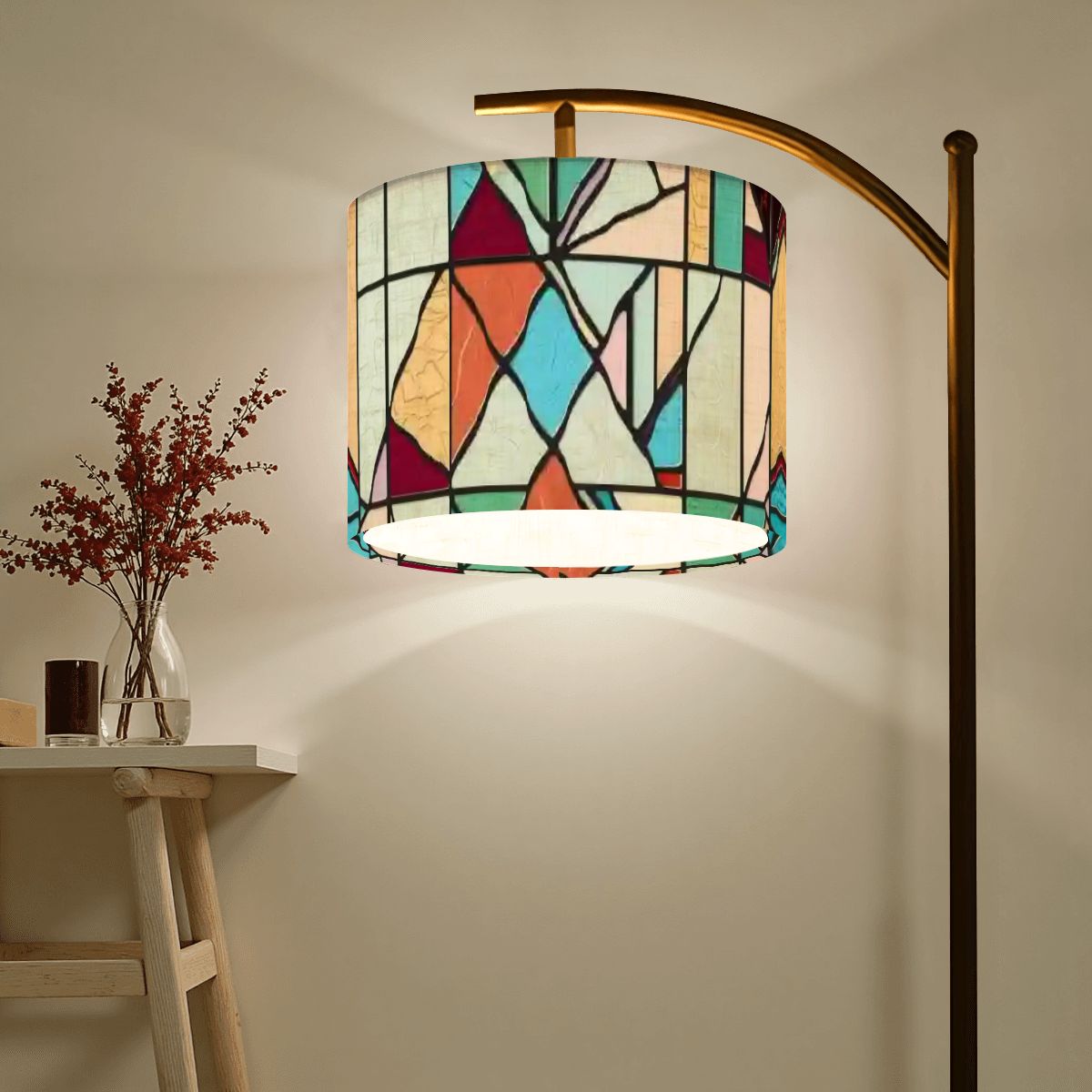 Mid Century Modern Faux Glass Stained Modern Designed Lamp SHADE ONLY - For Arc Floor Lamps Only - Mid Century Modern Gal