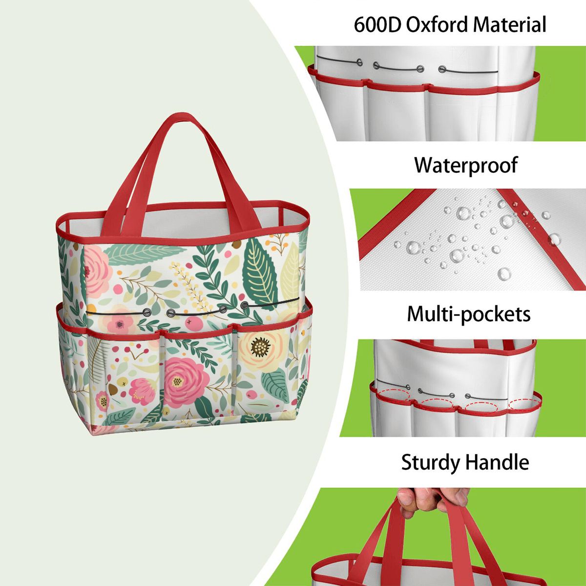 Floral Pink Mid Century Modern Garden Tool Bag