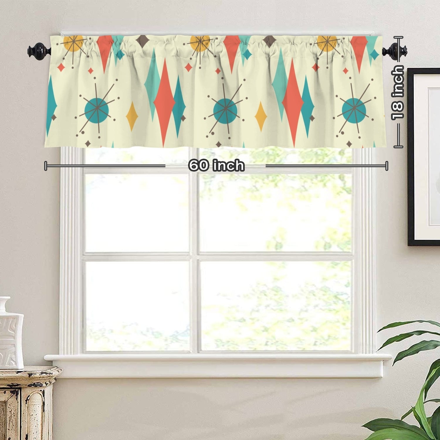 Mid Century Modern Franciscan Starburst Kitchen Valance - Mid Century Modern Gal