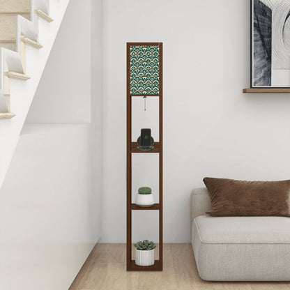 Art Deco Peacock Inspired Floor Lamp with Shelves