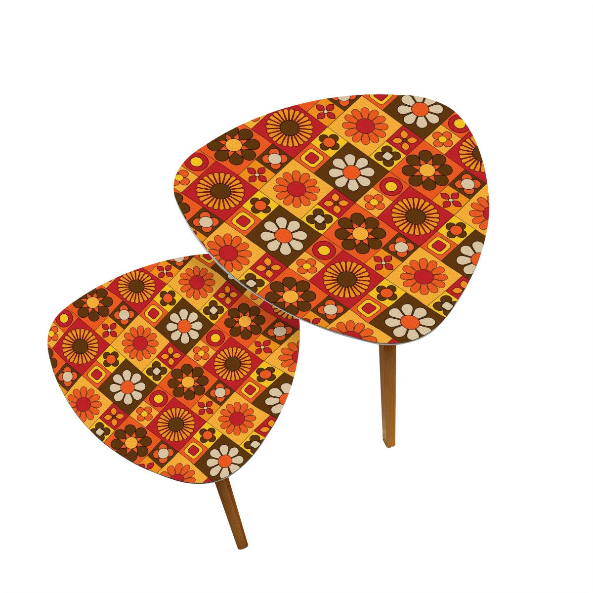 Groovy 70s Retro Flower Power Mod Nesting Tables - Mid Century Modern Gal