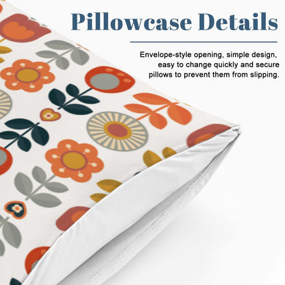 Scandinavian Modern Danish Floral Cheery Retro Mod Queen Duvet Cover Set - Mid Century Modern Gal