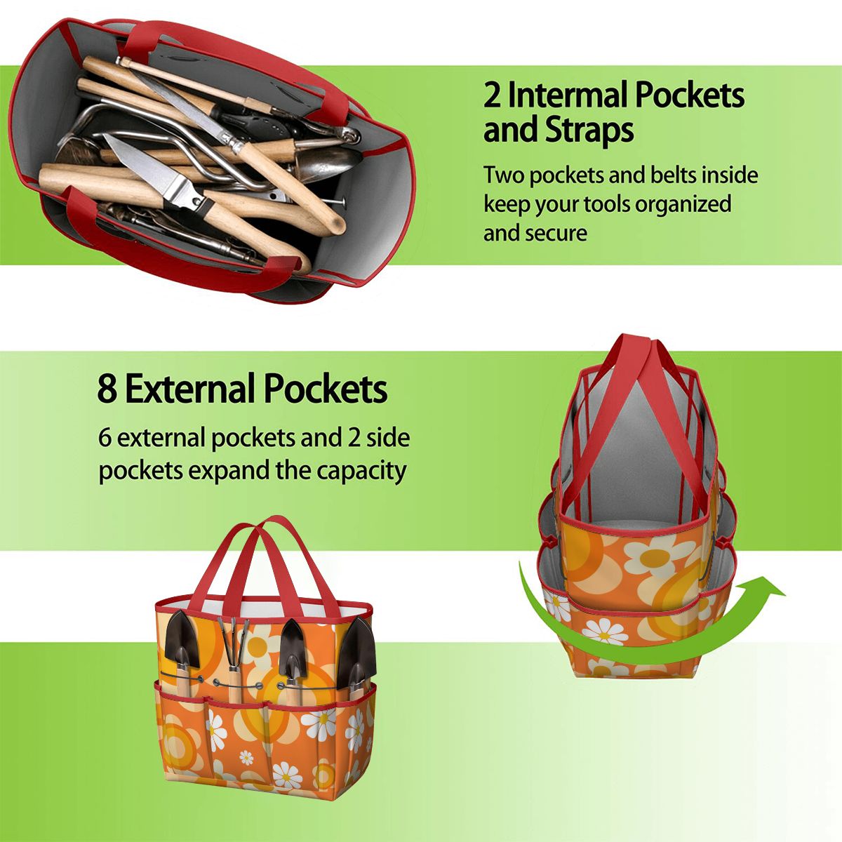 Flower Power Orange Groovy Mod Garden Tool Bag