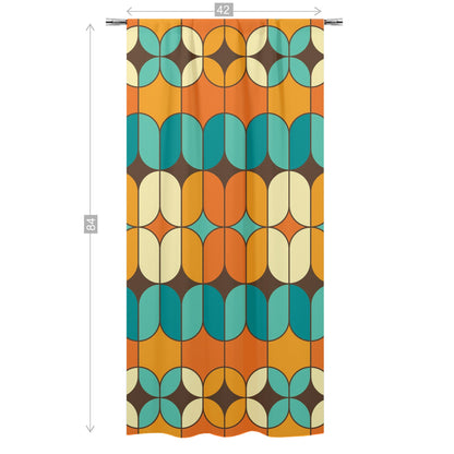 Mid Century Modern Curtain, Orange, Teal, Geometric Retro Design Single Panel - Mid Century Modern Gal