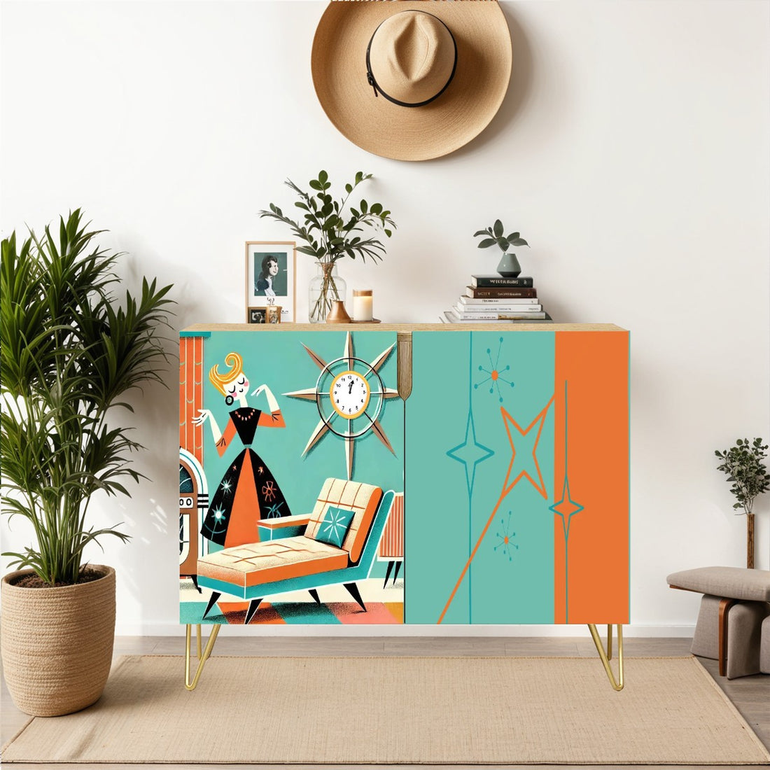 Mid Mod Retro Gal, Dance Like No One is Watching Kitschy Mod Sideboard Credenza Storage Cabinet - Mid Century Modern Gal