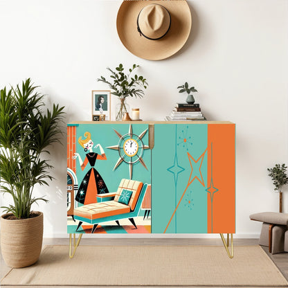 Mid Mod Retro Gal, Dance Like No One is Watching Kitschy Mod Sideboard Credenza Storage Cabinet - Mid Century Modern Gal