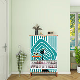 Atomic Kitschy Black Cat, Striped Mod Retro Shoe Cabinet - Mid Century Modern Gal