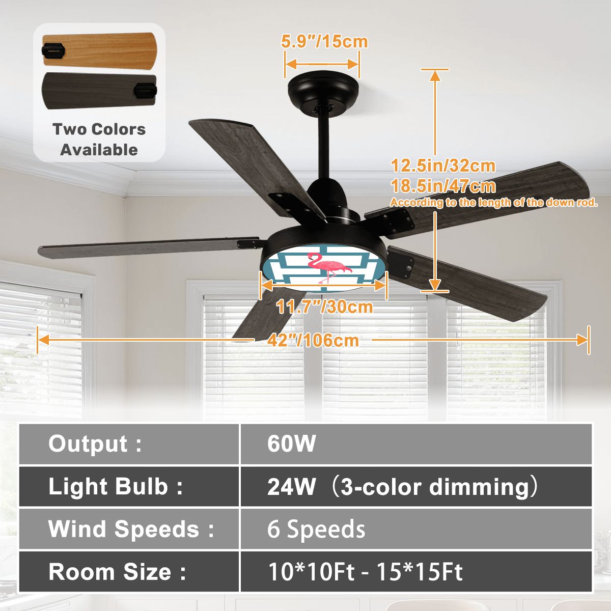 Palm Springs California Kitschy Flaming Breeze Blocked Designed Ceiling Fan With Light - Mid Century Modern Gal