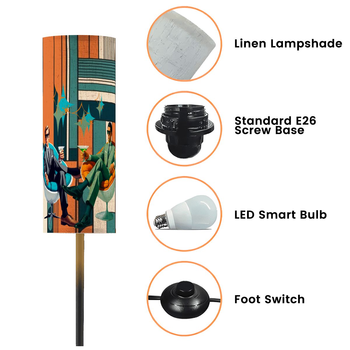 Mid Century Modern Bauhaus Mod Gentlemen Coctail Hour, MCM Floor Lamp - Mid Century Modern Gal