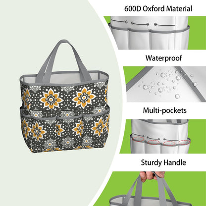 Floral Bohemian Retro Gray Yellow Modern Garden Tool Bag - Mid Century Modern Gal