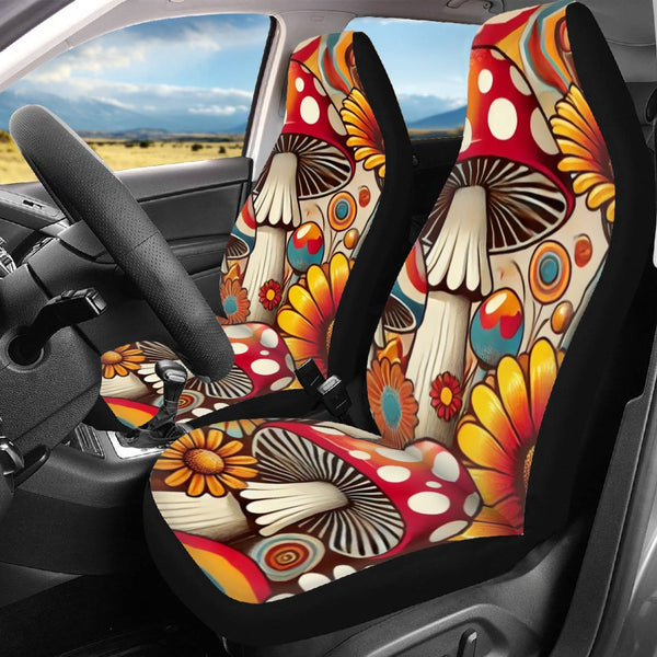 70s Car Seat Covers Groovy Mod Mushroom Floral Front And Back Covers
