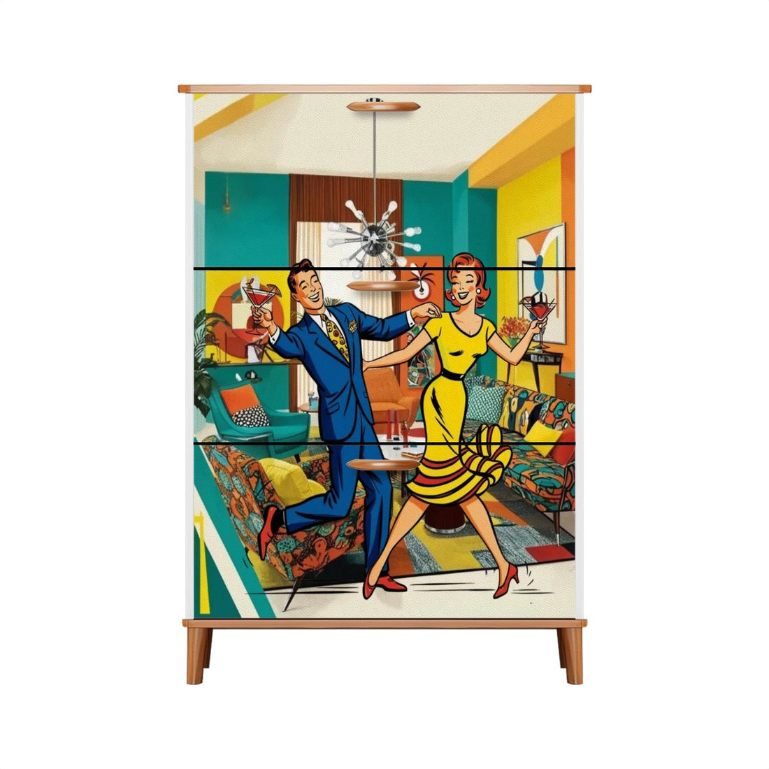 Mid Century Modern Mod Couple Quirky Fun Cocktail Hour Mod Shoe Cabinet - Mid Century Modern Gal