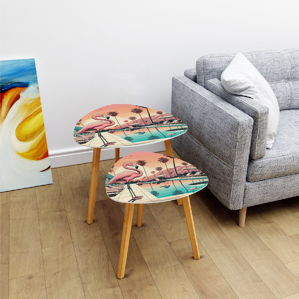 Palm Spring California, Retro Flamingo Mid Century Modern Nesting Tables - Mid Century Modern Gal