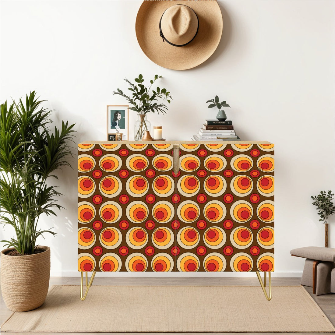 Mid Century Modern Groovy Orb Retro Sideboard Cabinet MCM Furniture Wooden Storage Cabinet - Mid Century Modern Gal