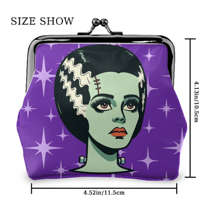 Bride of Frankenstein Retro Mid Mod Horror Buff Purple Halloween Coin Purse - Mid Century Modern Gal