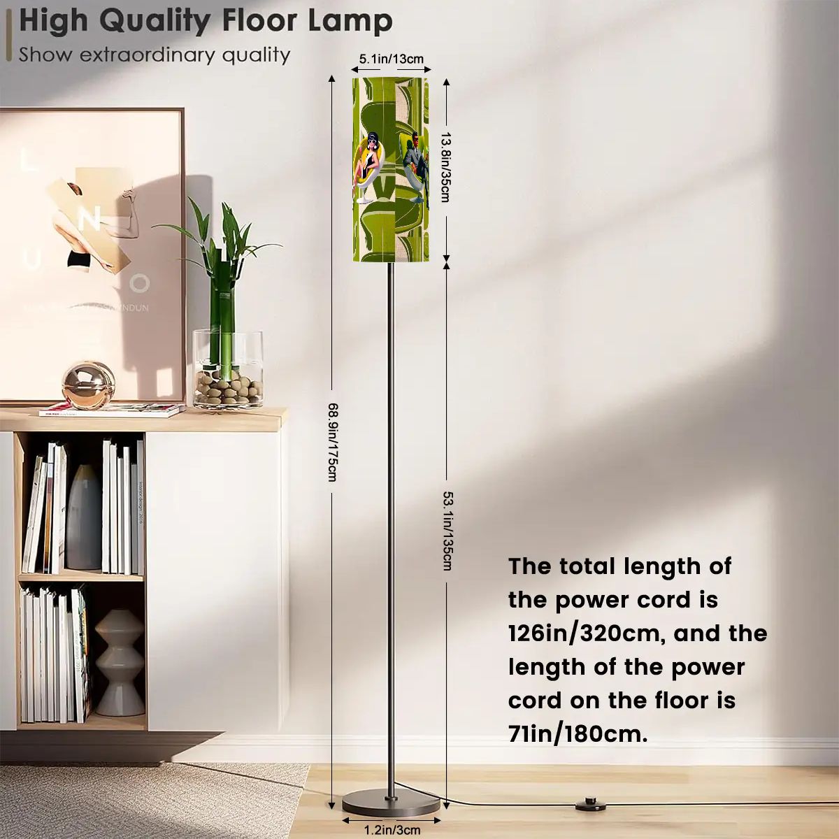 Mid Century Modern Mod 60s Couple Green Kitschy Wrap Around Design, MCM Floor Lamp - Mid Century Modern Gal