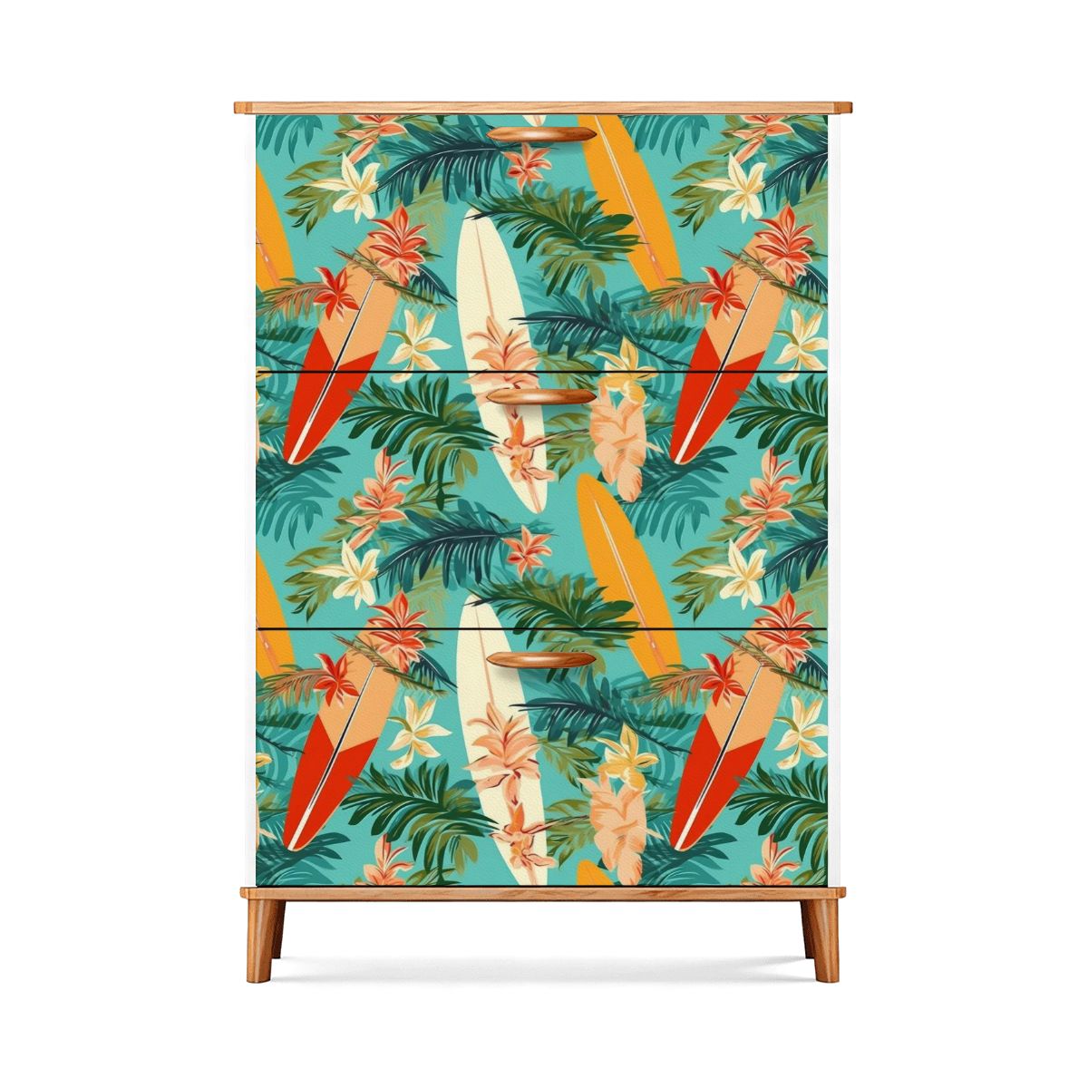 Mid Century Modern Polynesian Surfboard Shoe Storage Cabinet - Mid Century Modern Gal