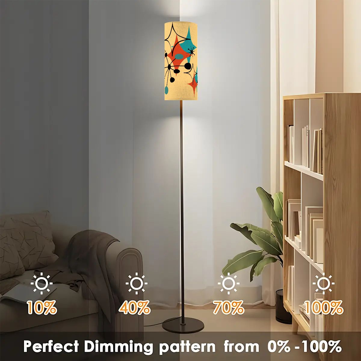 Mid Century Modern Atomic Diamonds, Starburst Retro Slim Floor Lamp - Mid Century Modern Gal