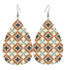 Mid Century Modern Interlocking Geometric, Terracotta Sage Charcoal Vegan Leather Teardrop Earrings - Mid Century Modern Gal
