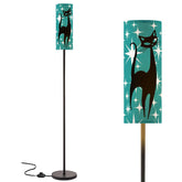 Atomic Starburst Teal Floor Lamp With Atomic Cat 50s Motif Torchiere Modern Standing Lamp - Mid Century Modern Gal