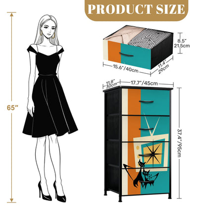 Mid Century Modern Retro TV Atomic Cat Kitschy 4-Drawer Dresser - Mid Century Modern Gal
