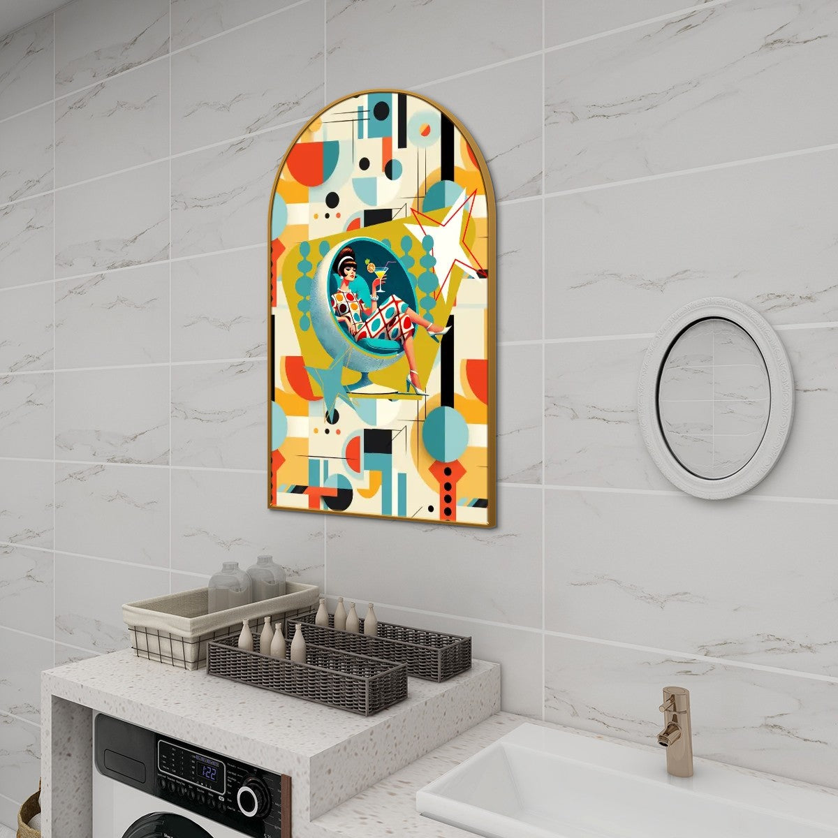 Mid Century Modern Bauhaus Designed Mod 60s Gal Kitschy Arc Wall Art - Mid Century Modern Gal
