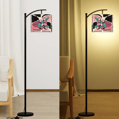 Atomic Pink Poodle,Mid Century Modern Boomerang, Pink Black  Lamp Shade with Ring - Mid Century Modern Gal