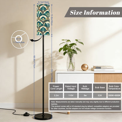 Art Deco Peacock Inspired Slim Floor Lamp - Mid Century Modern Gal