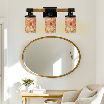 Floral Vintage 70s Pattern Pink Paisley Mid Mod Vanity Light Fixture - Mid Century Modern Gal