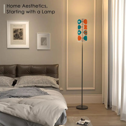Mid Century Modern Minimalist Teal, Orange Geometric Retro Floor Lamp - Mid Century Modern Gal