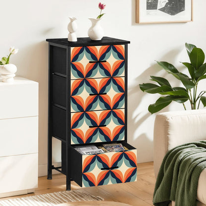 Retro Mod Groovy Orange, Blue, Mid Century Modern 4-Drawer Dresser - Mid Century Modern Gal