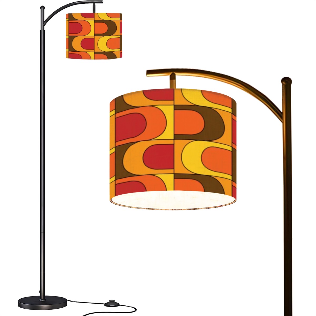 Retro 70s Groovy Mod Yellow Orange Red, Mid Century Modern Arc Floor Lamp - Mid Century Modern Gal