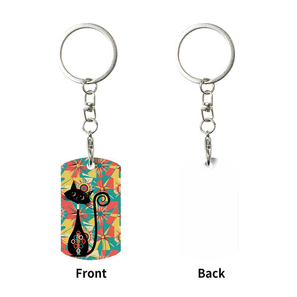 Atomic Cat Mid Mod Rectangular Metal Keychain
