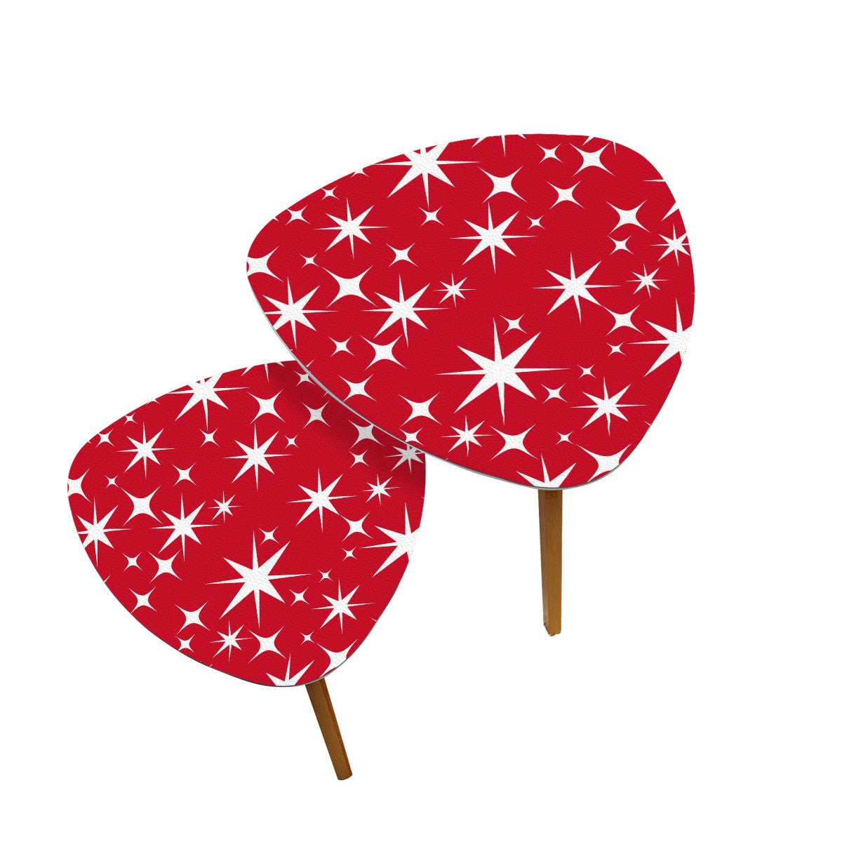 Atomic Starburst Red Mid Century Modern Kitschy Nesting Tables - Mid Century Modern Gal