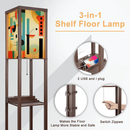 Mid Century Modern Geometric Bauhaus Mid Mod Retro Floor Lamp With Shelves - Mid Century Modern Gal