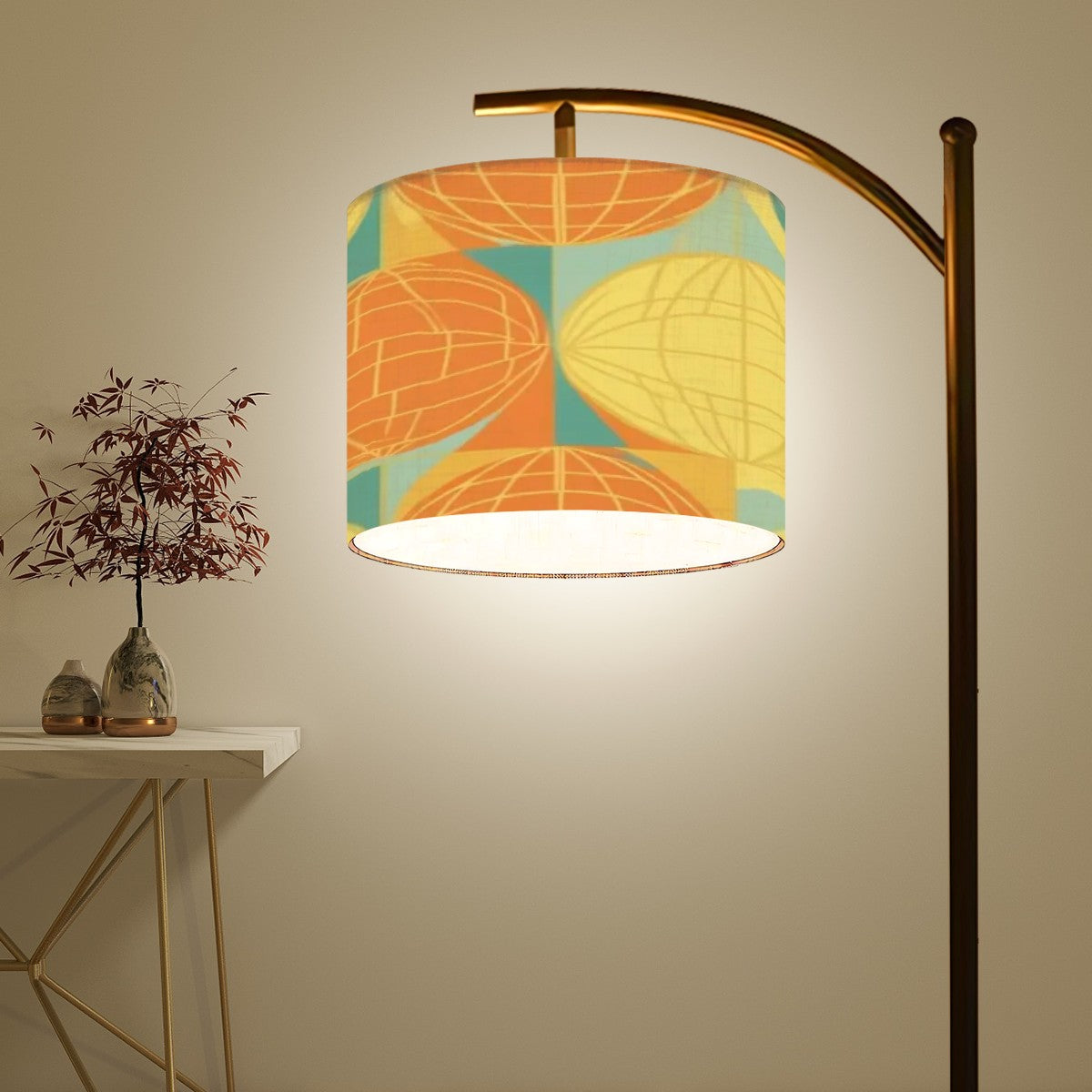 Mid Century Modern Atomic Space Arc Floor Lamp, Orange, Yellow, Teal MCM Floor Lighting - Mid Century Modern Gal