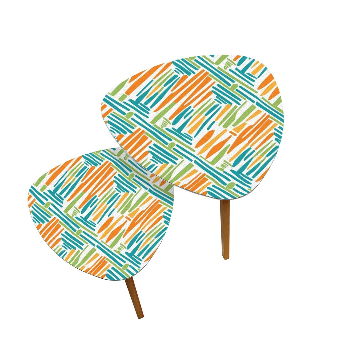 Mid Century Modern Furniture Nesting Tables, Tiki Inspired Color Pop Mod End Tables - Mid Century Modern Gal