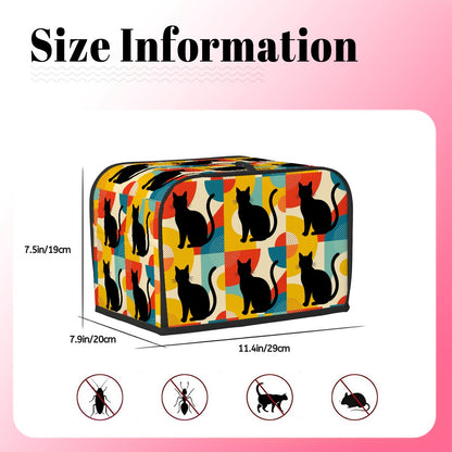 Pop Art Black Atomic Cats, Red Blue Yellow 2 Slice Toaster Cover - Mid Century Modern Gal