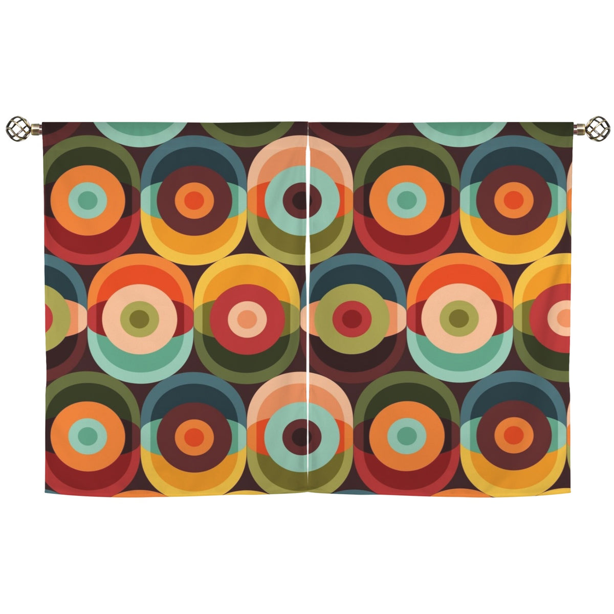 Retro Groovy Mod 60s 70s Kitchen Cafe Curtains - Mid Century Modern Gal