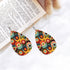 Retro 70s Groovy Mod Orbs, Mid Mod Trendy Faux Leather Teardrop Earrings - Mid Century Modern Gal